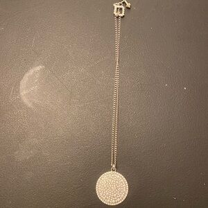 18” silver rhinestone circle pendant